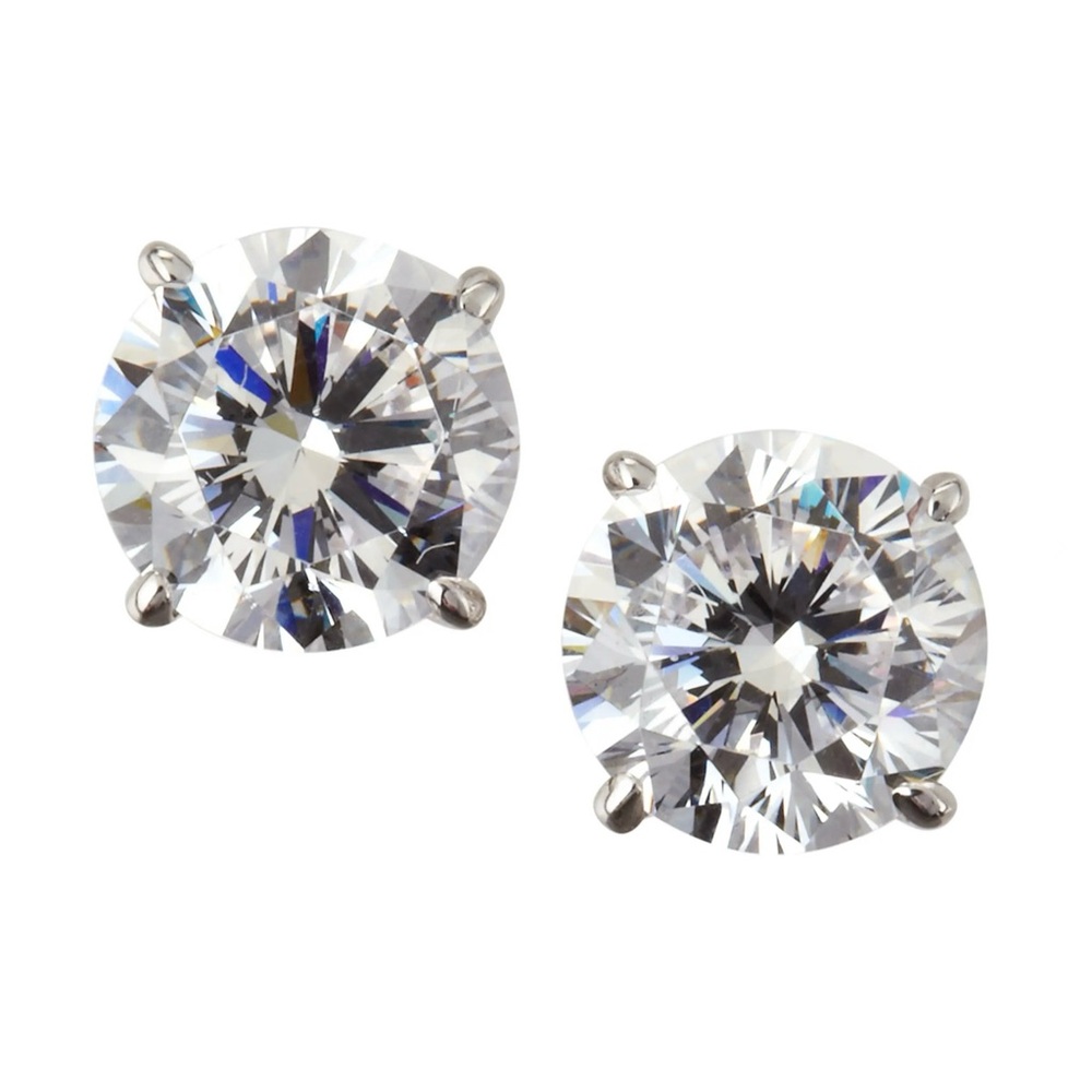 14k white gold diamond stud earrings round cut D VSS1 over - Picture 2 of 11